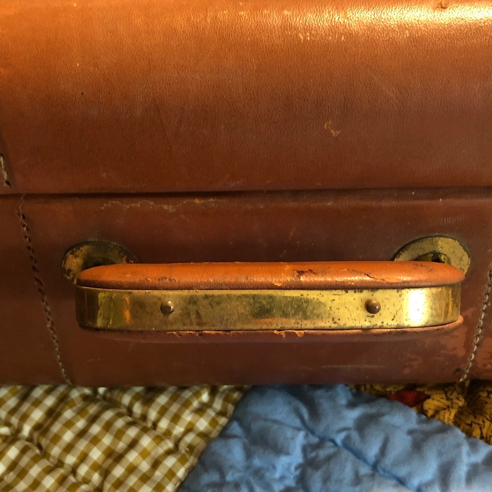 Vintage Hard Shell Leather Suitcase (#2) - Picture 7 of 12